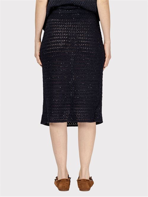 Pencil skirt in striped cotton ribbon with brilliant sequins FABIANA FILIPPI | GND275F788L3535146